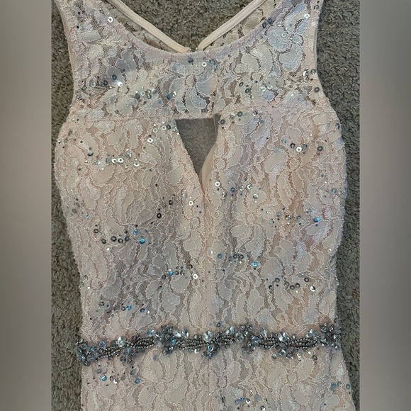 My Michelle Blush Pink Lace Sequin Gown – Size 5 - Picture 5 of 15